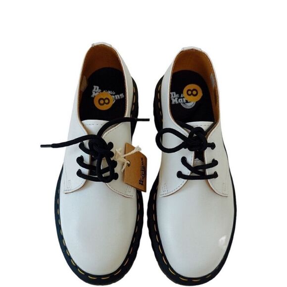 DR. MARTENS White Smooth Derby's Leather Lace-Up Shoes NWT - Picture 3 of 12